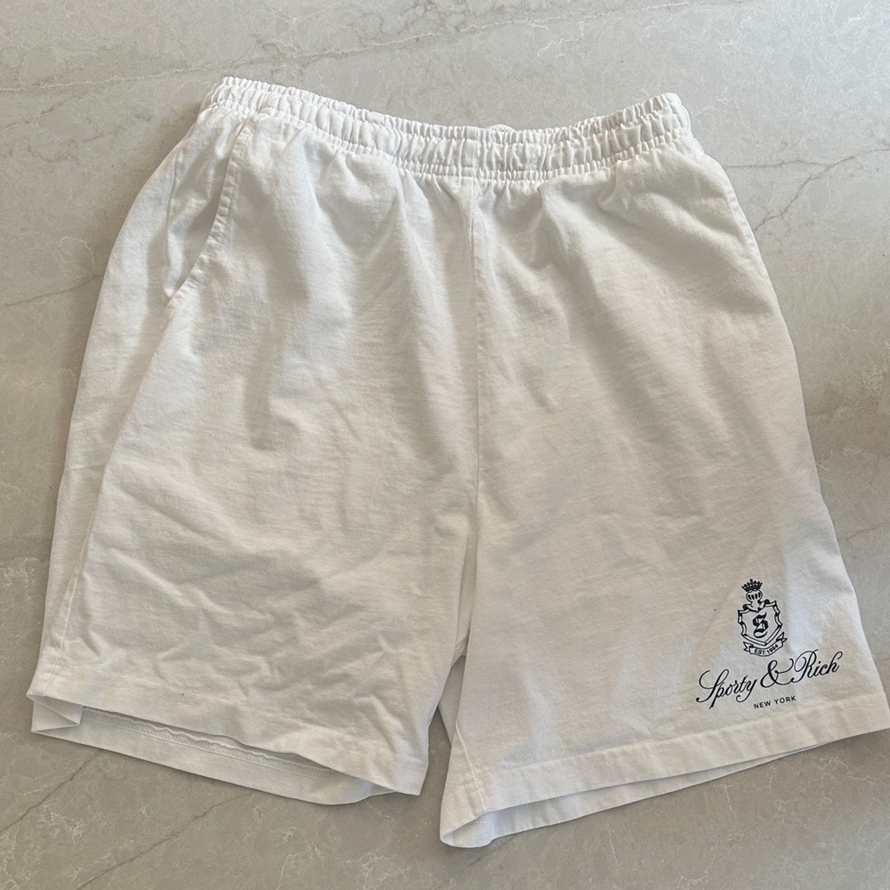 Sporty & Rich Classic White Athletic Shorts